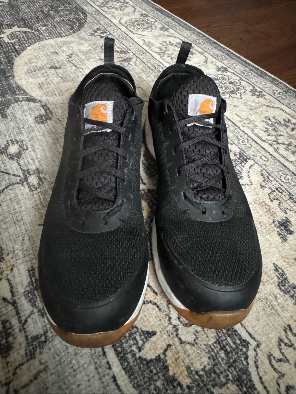 Carhartt Men’s Black Low-Top Steel Toed Sneakers with Brown Accents
